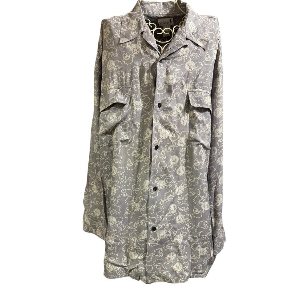 Visitor Silk Shirt Size L Gray Long Sleeve